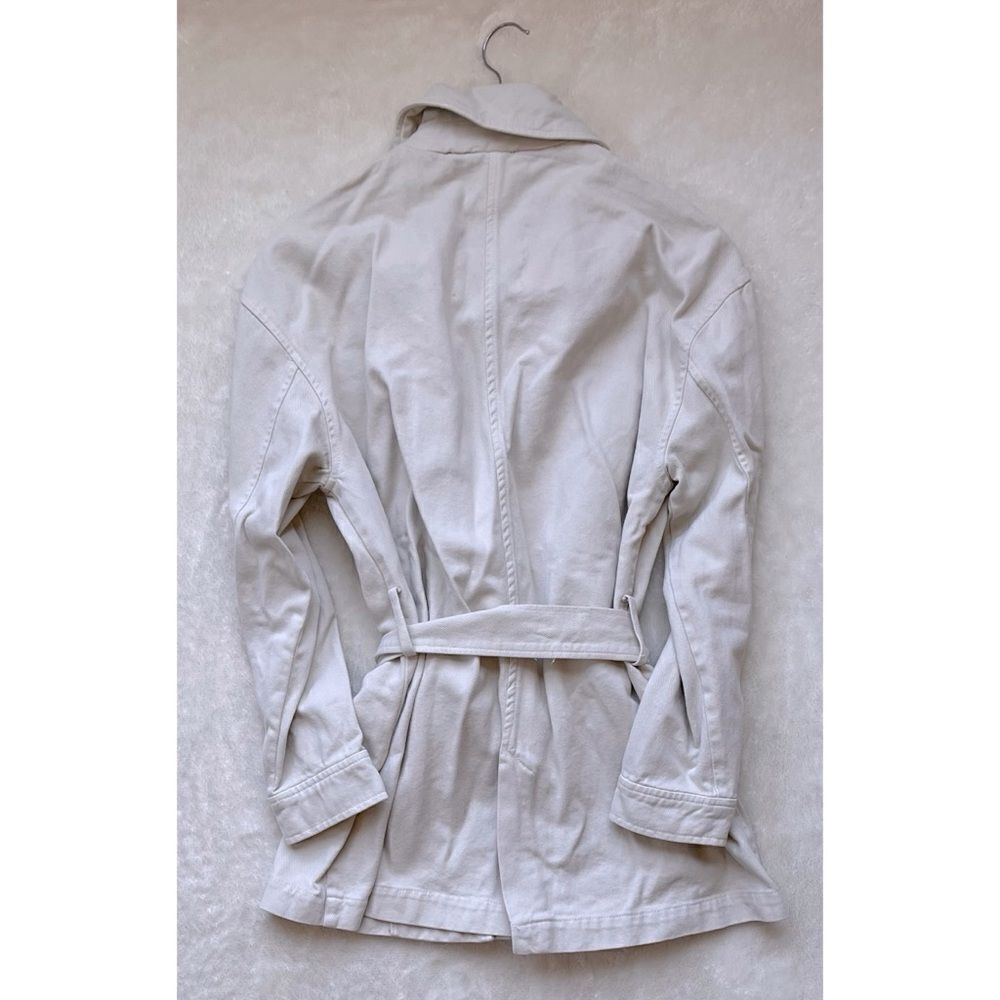 NWOT Zara Denim Jacket with Belt in Ice Color, Size Medium - Picture 14 of 16